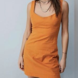 2/$20 Urban Outfitters - Orange Margarita Linen Mini Dress - Size Small